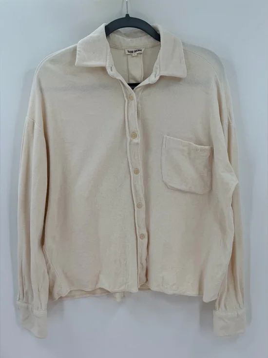 Djerf Avenue Terry On The Go Oversized Button Up Shirt Top Small Swim Cover Up - Picture 3 of 7